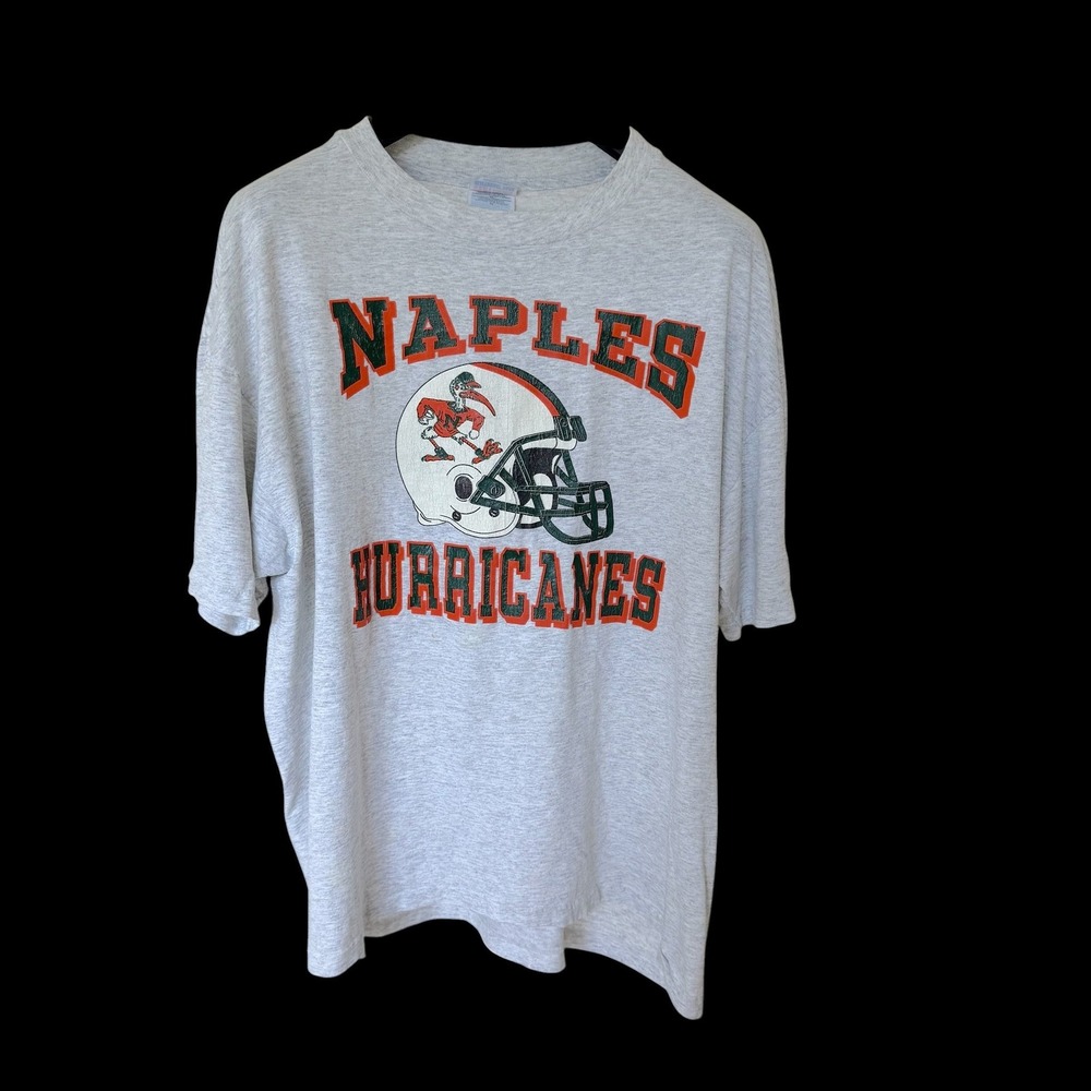 Vintage 90's Naples Hurricanes T Shirt XL Gray Single Stitch 90s Florida Sport